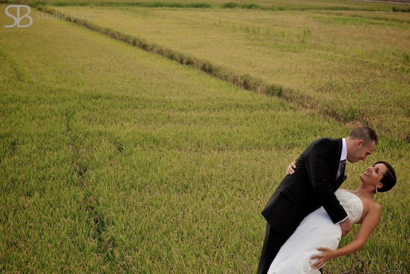 trash the dress novios campo de arróz