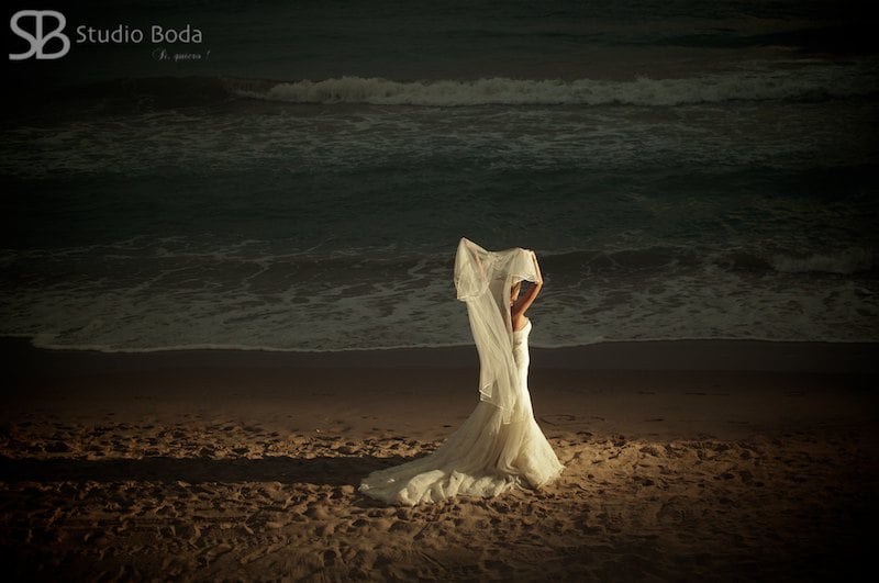 retrato novia playa