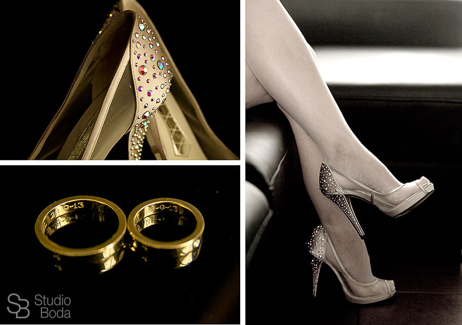 Zapatos y anillos de boda