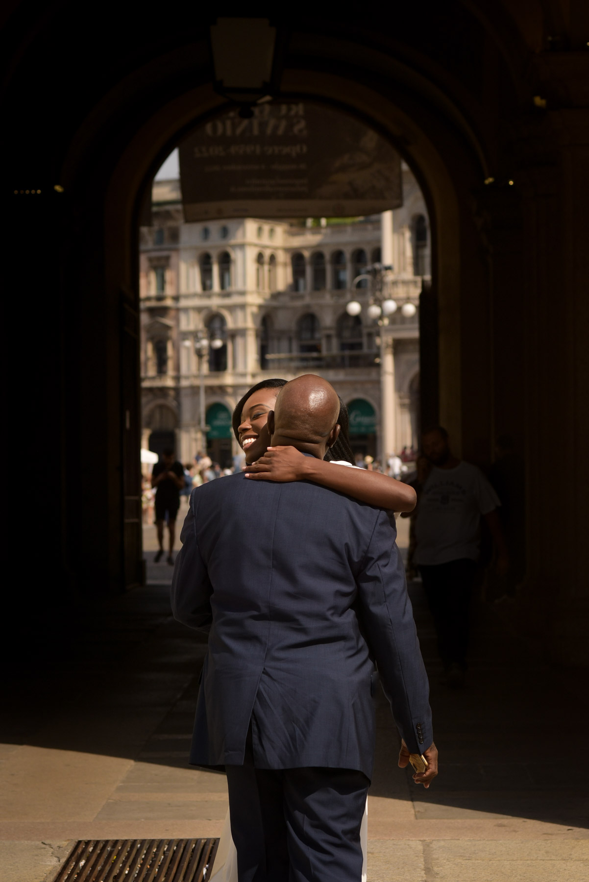 Novia y padre Milán Italia